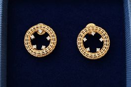 Ohrstecker Kreis Gold 585 Diamanten Damen wie neu.