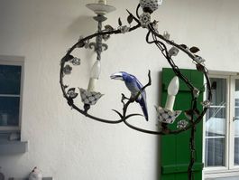 Vintage Lampe mit Vogelmotiv, Keramikdetails, Giulia Mangani
