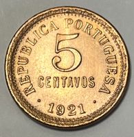 5 Centavos - Erste Republik  Portugal - 1921