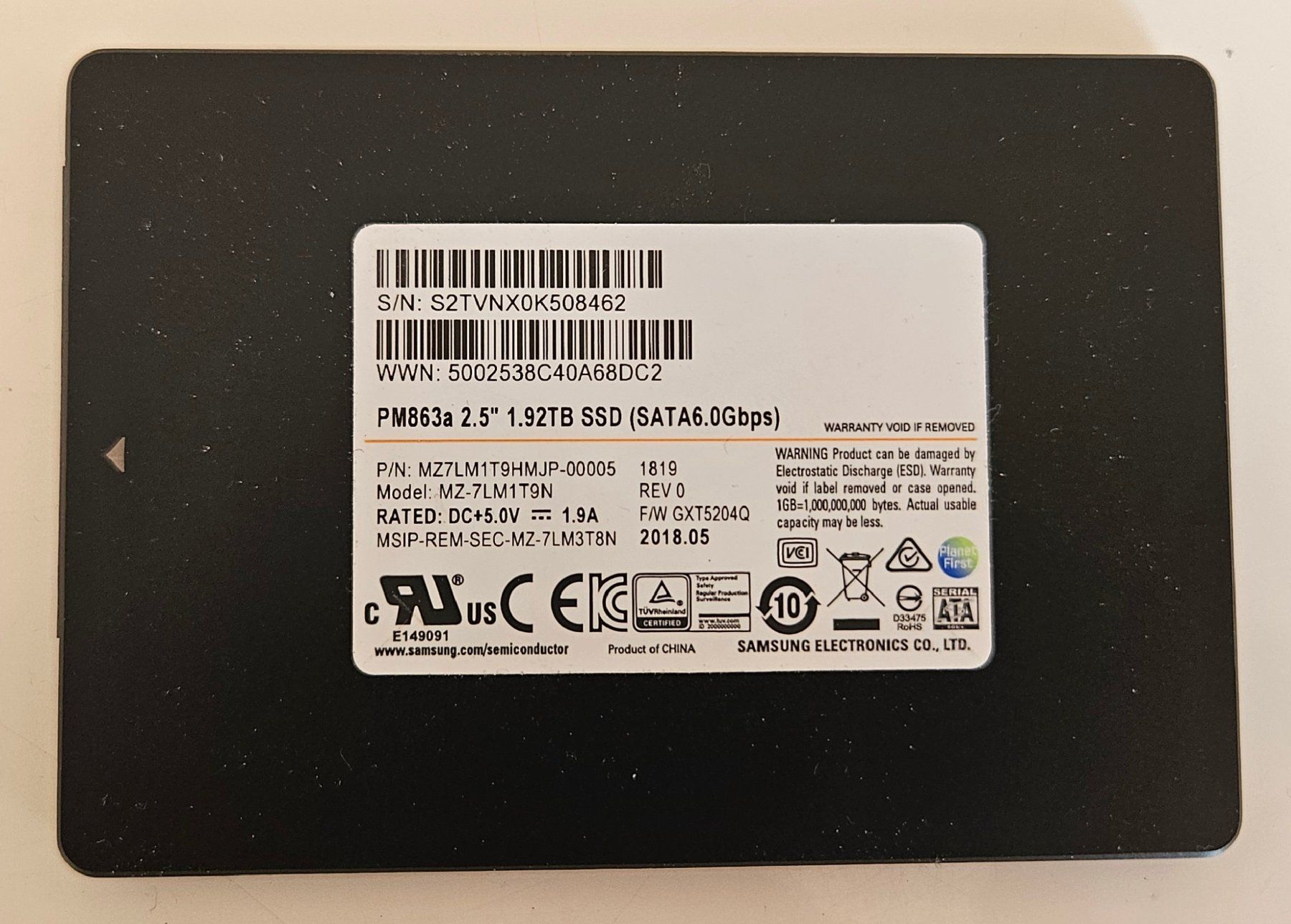 Samsung Dischi rigidi: Samsung 1.92TB SM863a Datacenter NAS Enterprise SSD – Usato da Lausanne venduto da FamilleCool 1