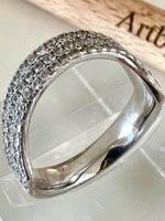 925 Silberring geschwungen mit Pavé-Zirkonia  Gr. 52