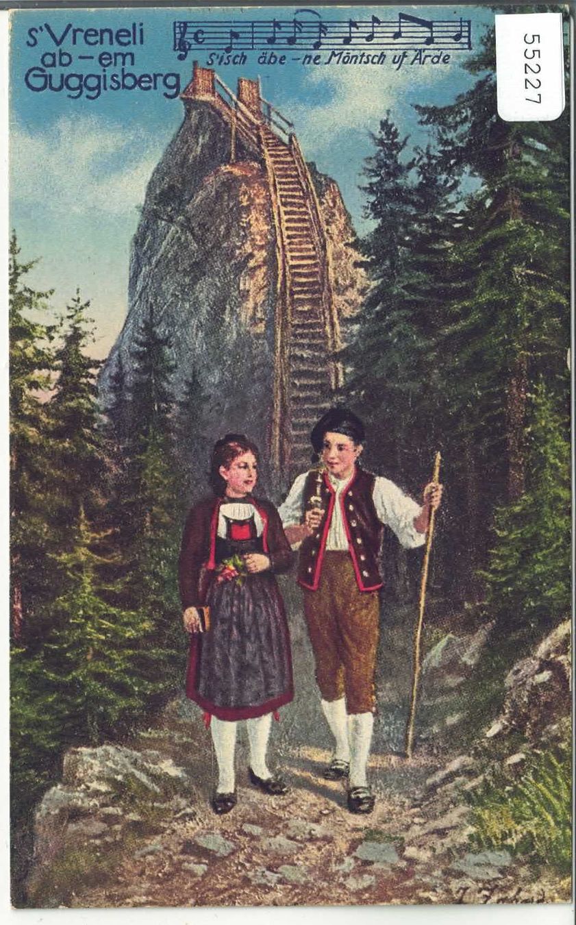 Cartoline postali: s'Vreneli ab em Guggisberg - Trachten - Litho – Usato da Ettingen venduto da Kartenplanet
