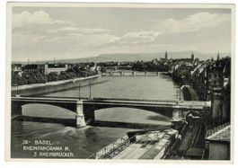 AK Basel Rheinpanorama, Rheinbrücken 1931