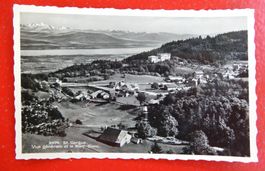 Carte Photo St. Cergue - Vue générale et le Mont Blanc