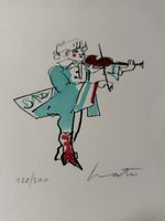 Emanuele Luzzati – Il violinista – serigrafia acquarellata