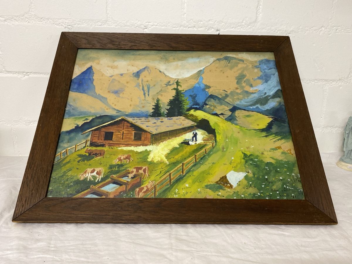 Gemälde: Idyllisches Aquarell: Schweizer Bergwelt – Gebraucht aus sursee von trilli-tralli 1