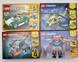 NEUF 4 LEGO Creator 3-in-1: Cruiser, Helicopter, Drone, Robo