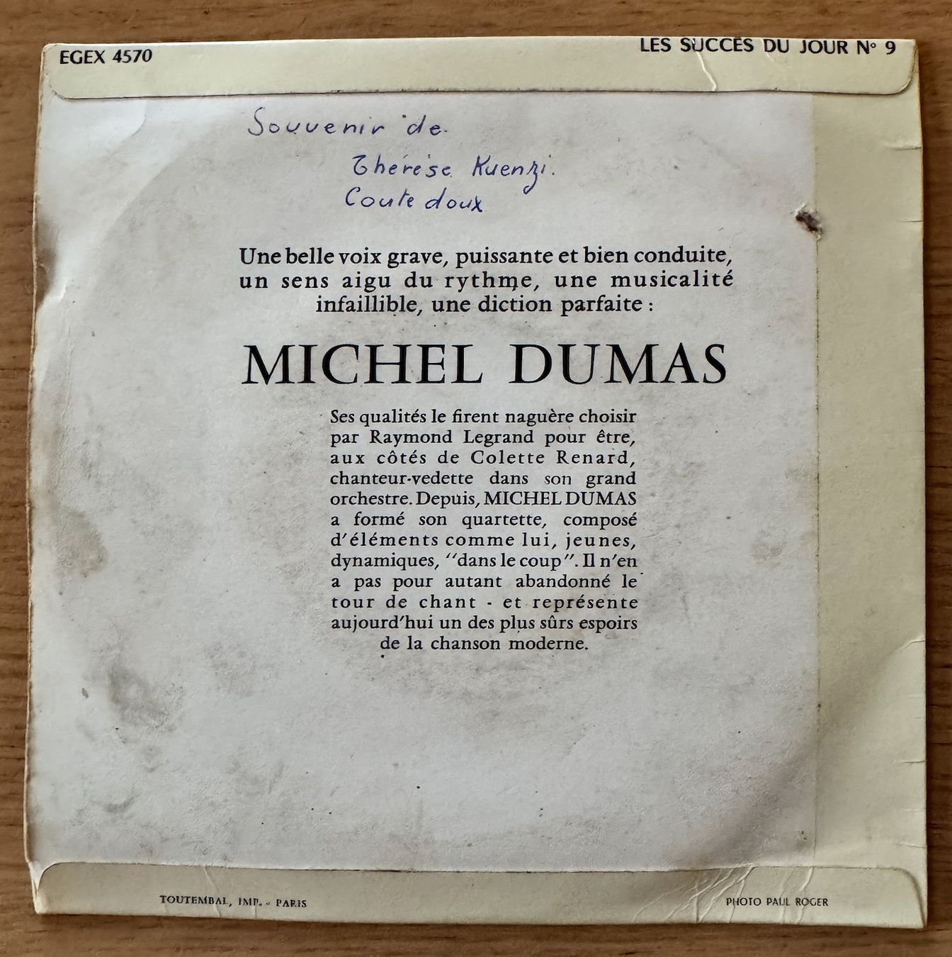 Dischi in vinile: Michel Dumas chante Les succès du jour 9 – Usato da Lausanne venduto da davzic 1