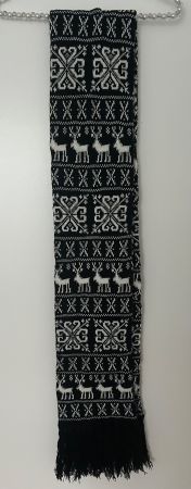 Winterlicher Globus Schal mit Rentier-Muster schwarz/weiss