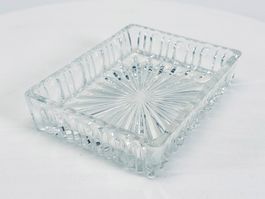 Vintage Glasschale rechteckig - Pressglas mit Schliffdekor