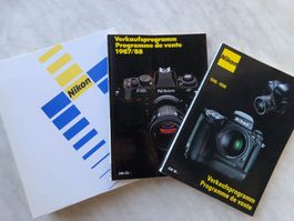 Nikon Händlerordner/Verkaufsprogramme von 1987-90+1996-1998