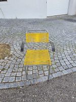 Gartensessel gelb gebraucht mit Armlehnen Metallgestell 