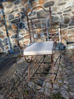 4 individuelle Eisen-Gartenstühle mit Sitz-Kissen