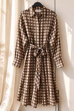 & Other Stories Checkered Shirt Dress | Belted Midi Dres 🤎