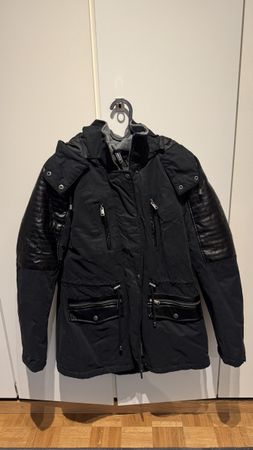 Damen Jacke Parka Rainbow schwarz Kunstleder Grösse 38