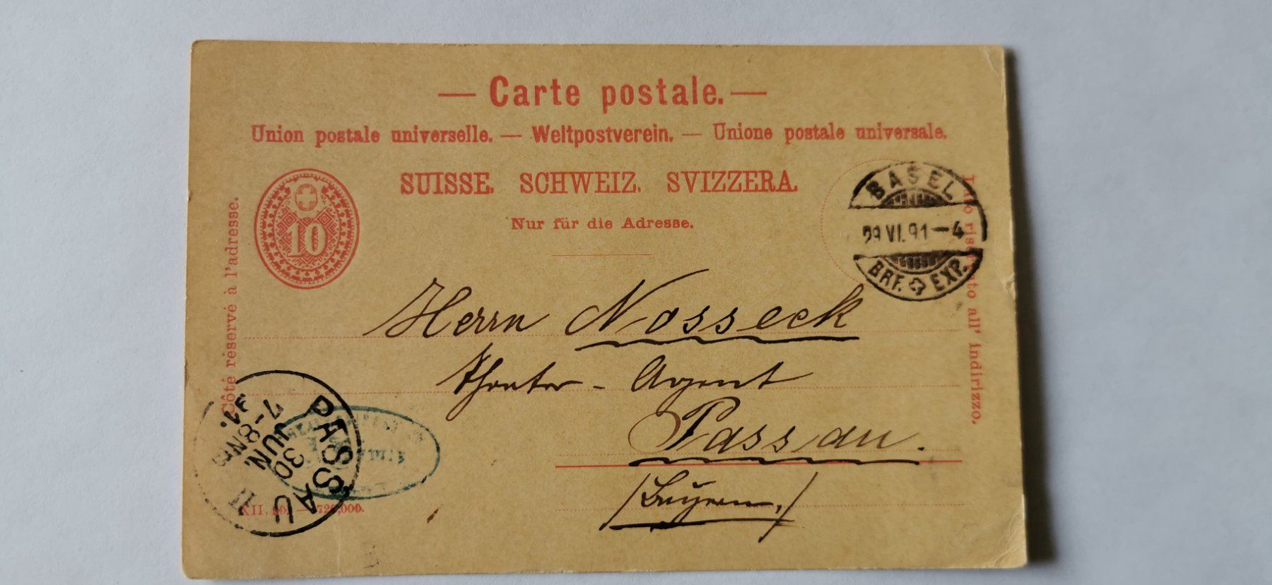 Tutti i francobolli: Carte postale Weltpostverein 1891 – Usato da Aadorf venduto da Chnorli-Furz