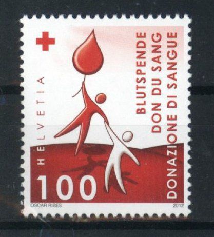Tutti i francobolli: 2012, Sondermarke Blutspenden ** (1) – Usato da Willisau venduto da Vollstempel
