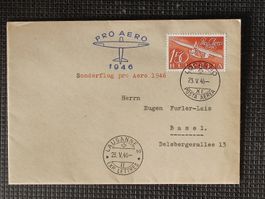 Brief Sonderflug Pro Aero 1946 Gelaufen Locarno 