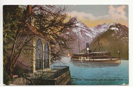 1915 Tellskapelle + Schiff SCHILLER alte Karte Stpl Flüelen