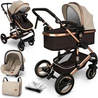 KIDUKU 3in1 Kombi-Kinderwagen BRAUN/GOLD