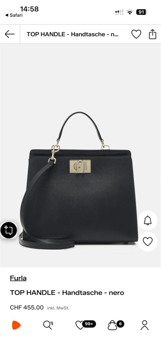 Furla Sacs femmes: Furla Top Handle Handtasche Black Leather – Neuf (Voir description) à Wallisellen par littlesnail 3