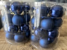 2x Packung Christbaumkugeln Glas, Dunkelblau, 39 Stück