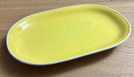 Grosse Rössler Schale Platte 36 cm gelb Servierschale