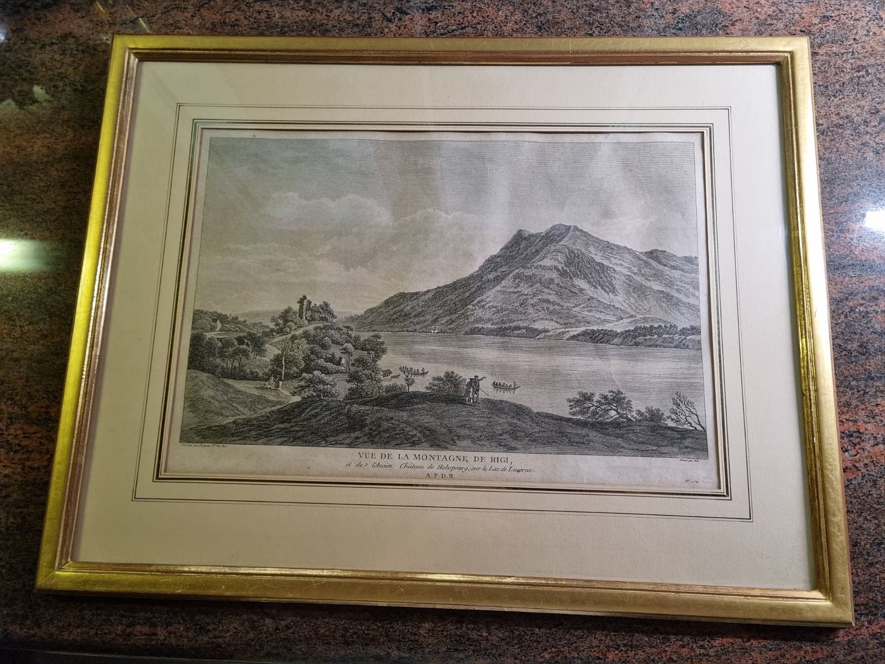 Incisioni: VUE DE LA MONTAGNE DE RIGI Kupferstich ORIGINAL – Usato da Trachslau venduto da post35