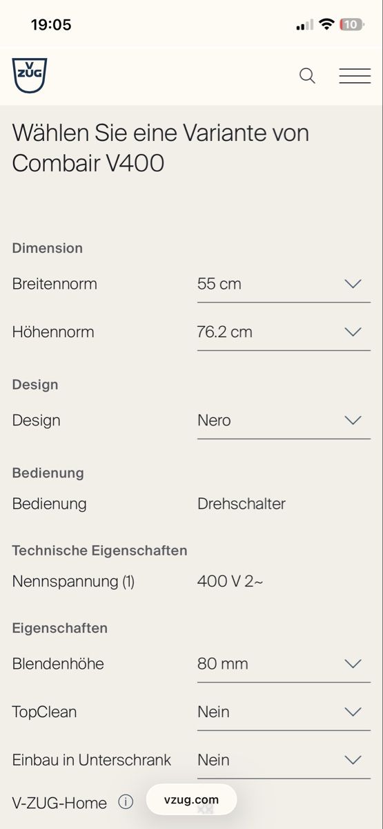 V-Zug Forni: Backofen V-Zug V400 – Usato da Kölliken venduto da nico2412 3
