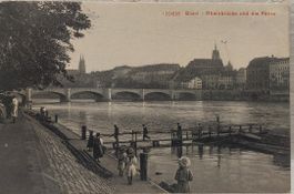 BASEL - Rheinbrücke und die Fähre - 1918