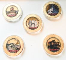 5 grosse Medaillen vergoldet PP 70mm "schöne Schweiz"