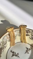 Orecchini vintage pendenti color oro catenelle buono stato