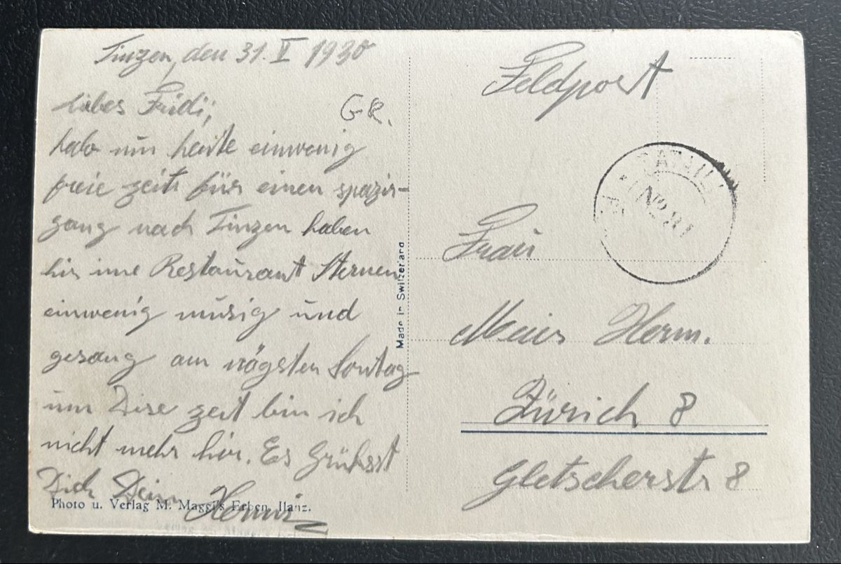 Cartoline postali: Fotokarte Tinzen Oberhalbgstein – Usato da Horw venduto da Tellbub 1