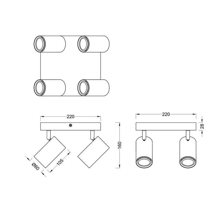 Lustres & lampes de plafonds: Deckenleuchte, 4er Spot, 22 cm x 22 cm – Neuf (Voir description) à Kreuzlingen par Smart-Light 4
