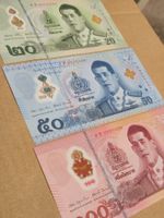 20 / 50 / 100 Thai - Baht Banknoten Polymer - Thailand