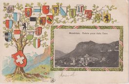 AK Mendrisio veduta dalla torre, patriottica 1905 RARA