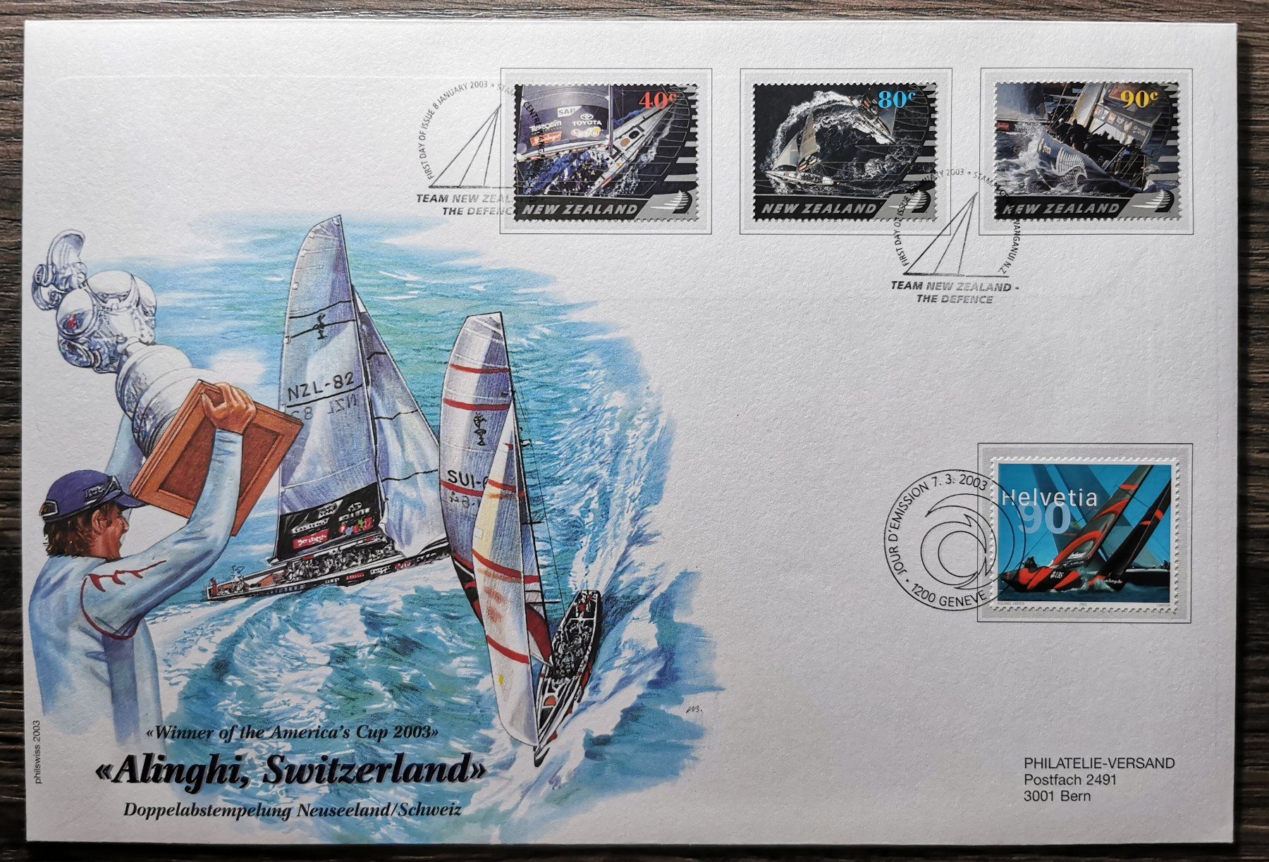 Alle Briefmarken: TR82 Enveloppe A4 + Timbre Suisse 2003 – Gebraucht aus Cousset von Patrick_Collections