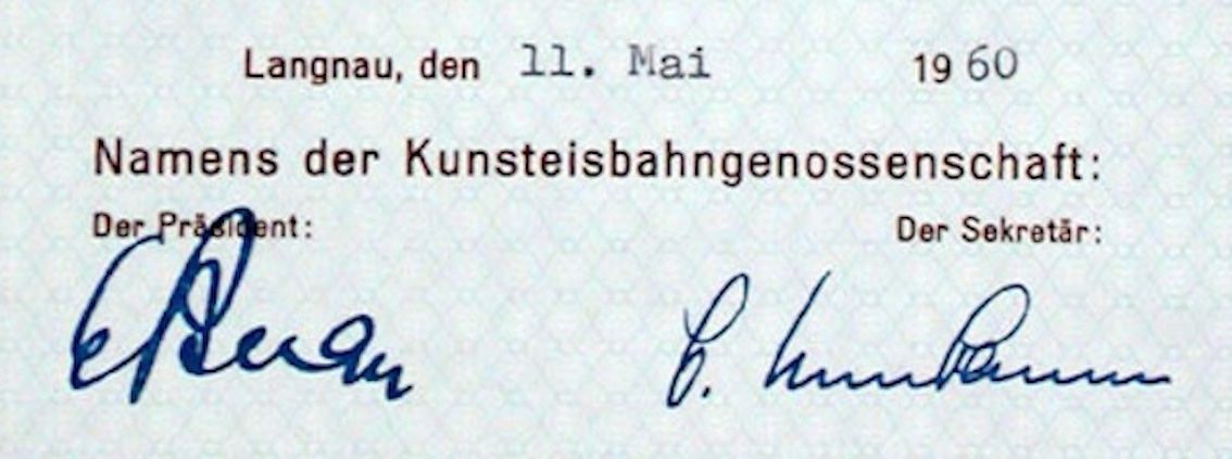 Dokumente: Kunsteisbahngenossenschaft Langnau - 1959 – Gebraucht aus Solothurn von Sgasche 1