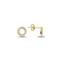 Ohrstecker rund Kreis Zirkonia pavé gold 925 Silber7mm