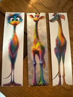 3x Lesezeichen-Buchzeichen-Tiere-Popart-Spass-Fund-Coolness