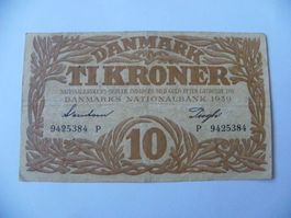 Dänemark Denmark 10 Kroner 1939, P-31f, VF, (Serie P)