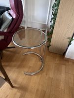 Eileen Gray Stil Beistelltisch – Chrom/Glas – höhenverstellb