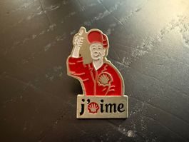 Shell Pin/Anstecker "J'aime Shell", Vintage, Rarität!