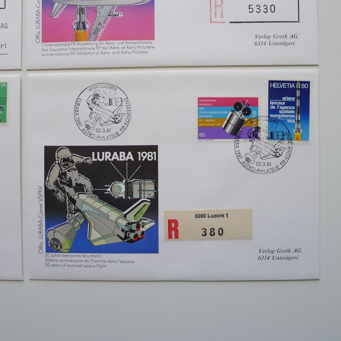 Alle Briefmarken: 7 illustrierte Briefe der LURABA Luzern 1981 – Gebraucht aus Ebikon von SilvioFreund 7