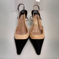 CHANEL Slingback Pumps Beige/Schwarz aus Leder – Gr. 36½