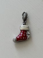 Weihnachtsstrumpf Charm Anhänger rot mit Steinen neu