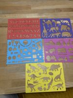 Schablonen Set Buchstaben Zahlen Tiere Fahrzeuge Formen neu