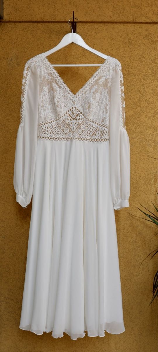 Vestiti: Abito da sposa bianco Boho pizzo maniche lunghe Petite – Usato da Glis venduto da dor_b2nc 1