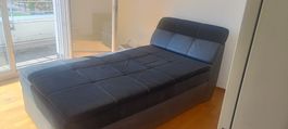 Einzelbett mit kopfbettkasten Kunstleder schwarz