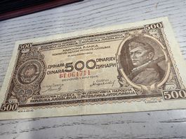 500 Dinara Jugoslawien 1946 Banknote gebraucht